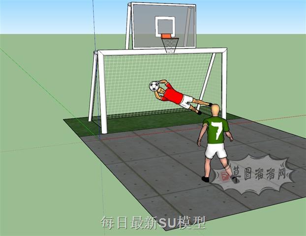 足球门框射门SU模型