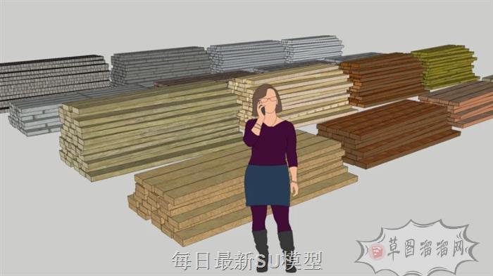 木材木条加工SU模型