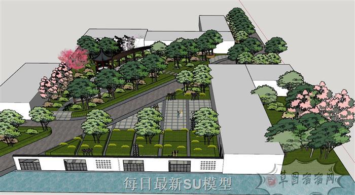 中式公园景观SU模型