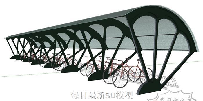 单车自行车停车棚SU模型