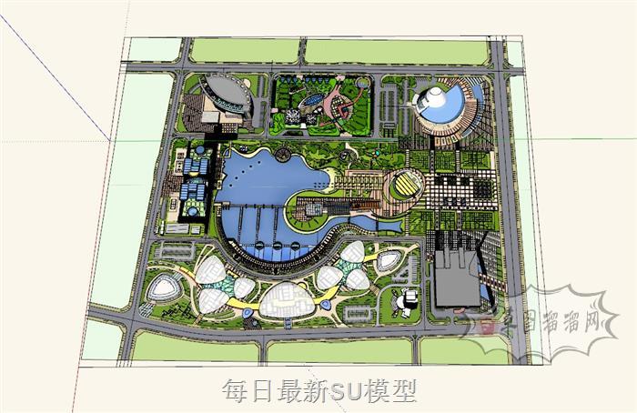 城市规划鸟瞰SU模型