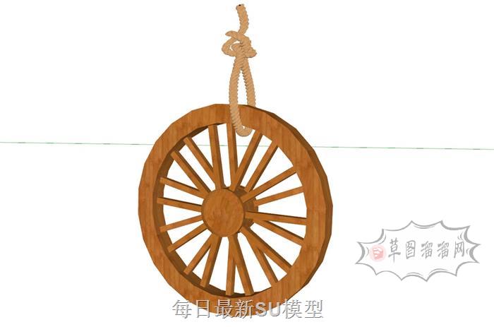 轮子麻绳装饰品SU模型