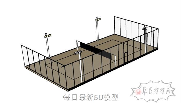 网球场羽毛球场铁丝网SU模型