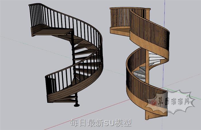 螺旋梯旋转楼梯SU模型