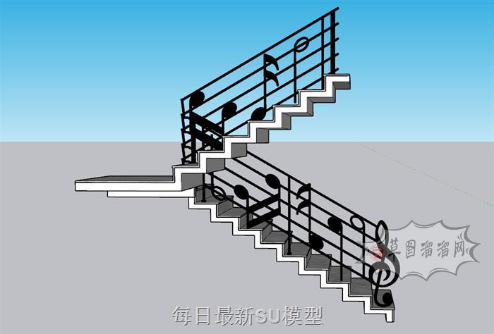 音乐符号扶梯SU模型