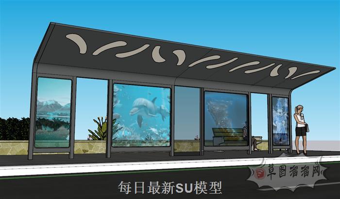 公交站候车亭SU模型