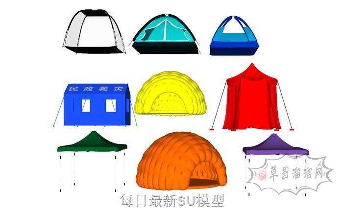 救灾帐篷露营SU模型