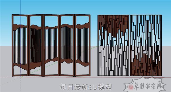 隔断屏风装饰板SU模型
