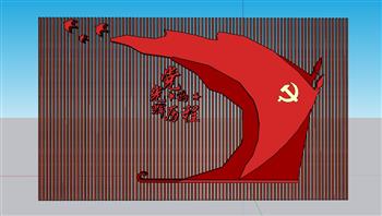 党建党旗文化墙SU模型