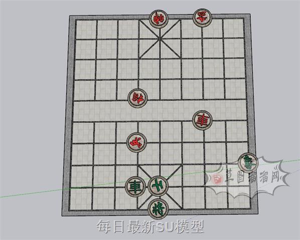 象棋棋盘铺砖SU模型