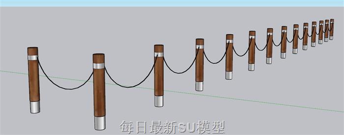 护坡栏杆绳索SU模型