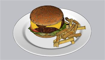 汉堡面包食物SU模型