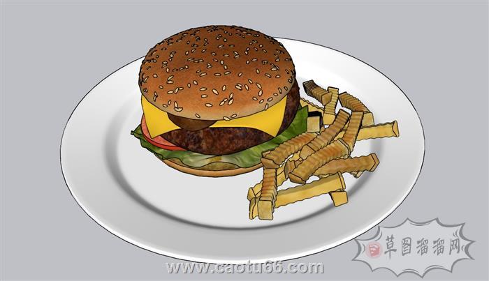 汉堡面包食物SU模型