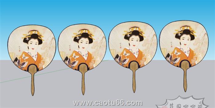 扇子团扇SU模型