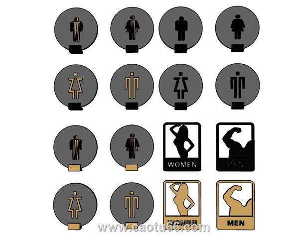 厕所男女标识牌SU模型
