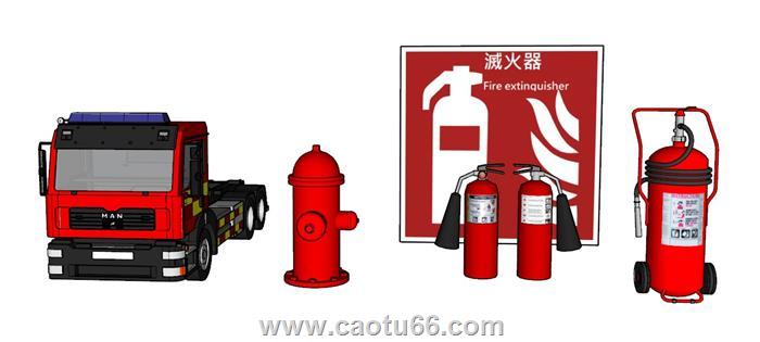 消防器材灭火器SU模型
