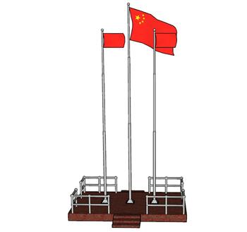 升旗台国旗旗杆SU模型