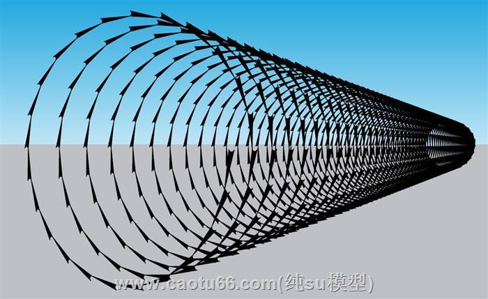 防盗网刀片刺绳SU模型