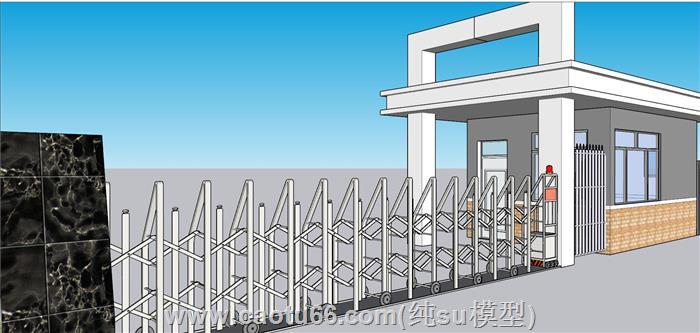 学校电动大门SU模型
