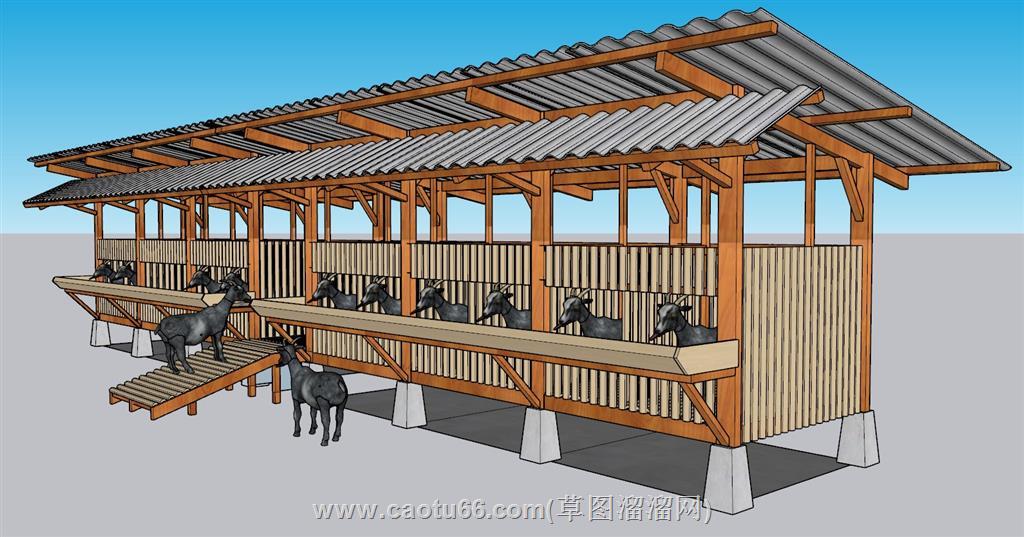 黑山羊舍家畜山羊SU模型