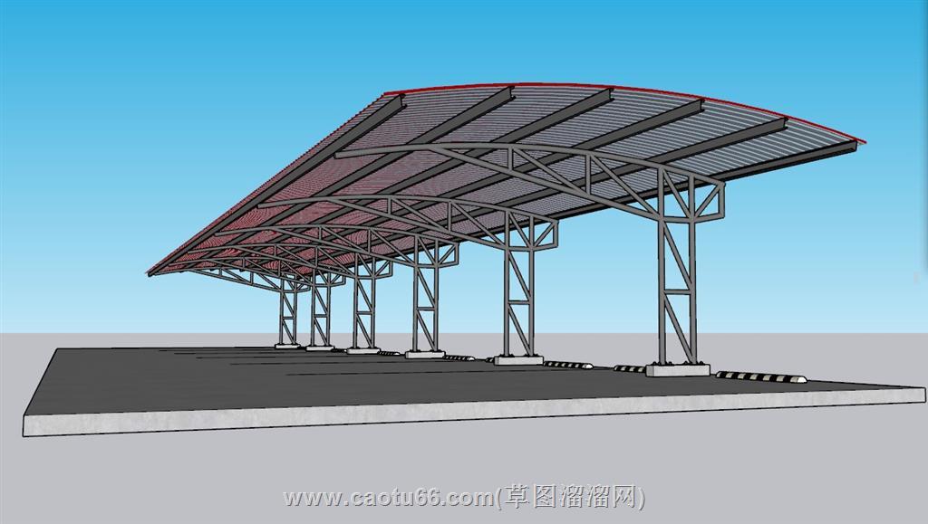 钢架结构停车棚SU模型