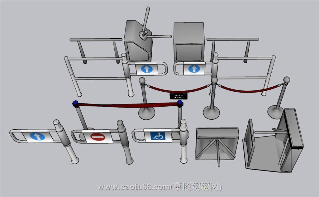 人行道闸门禁SU模型