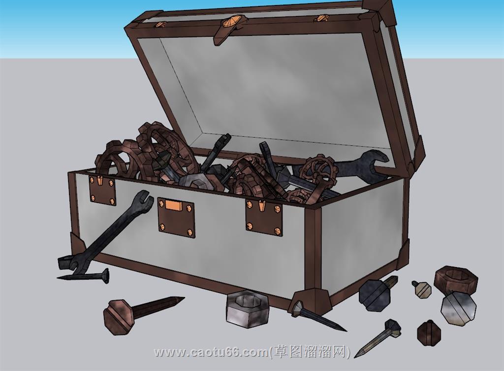 生锈宝箱工具箱SU模型