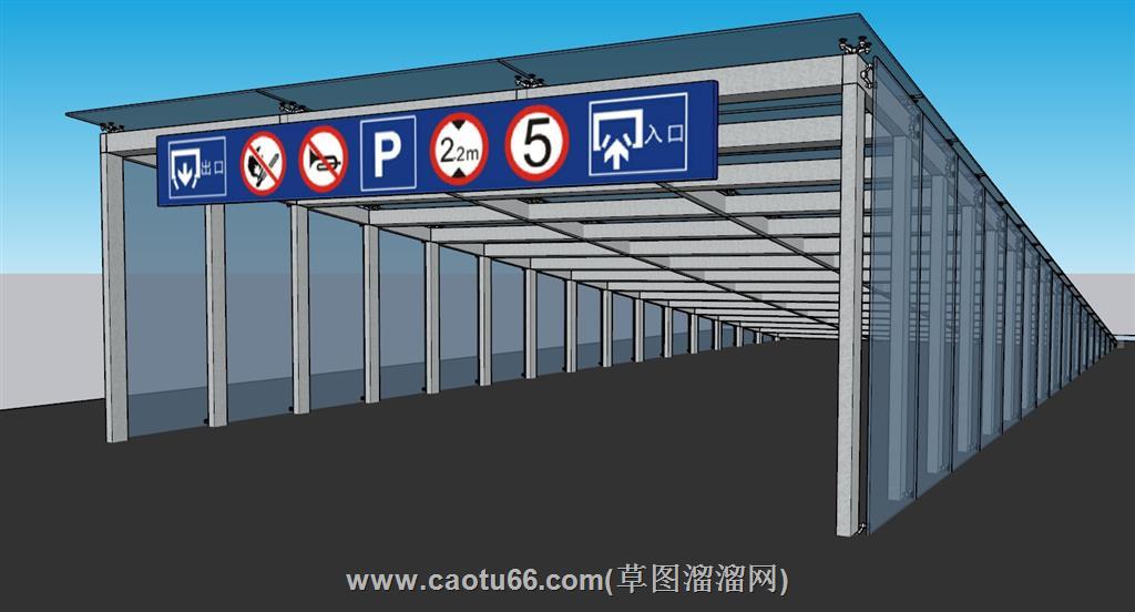 地下车库出入口SU模型