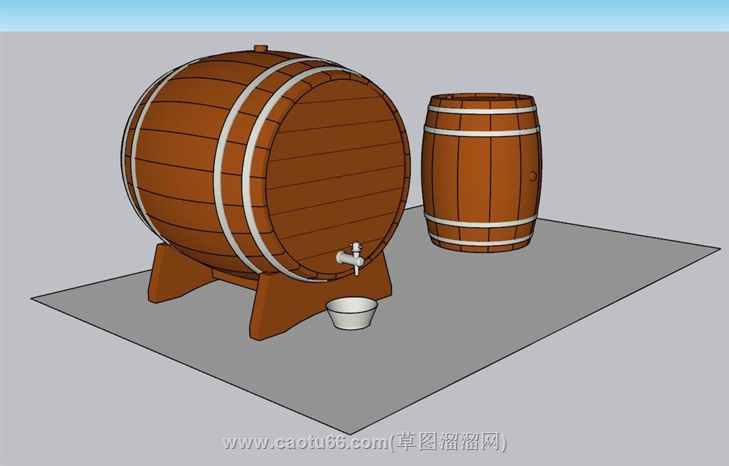 木质酒桶SU模型