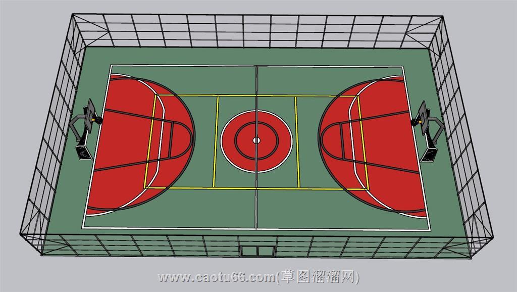 铁丝网篮球场足球SU模型