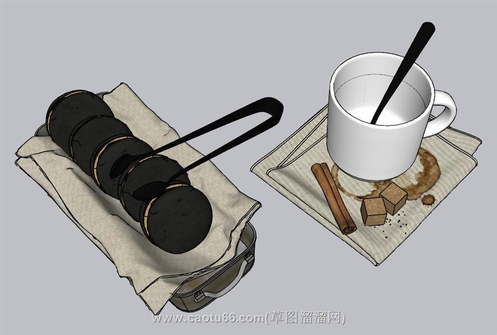 奥利奥饼干牛奶杯SU模型