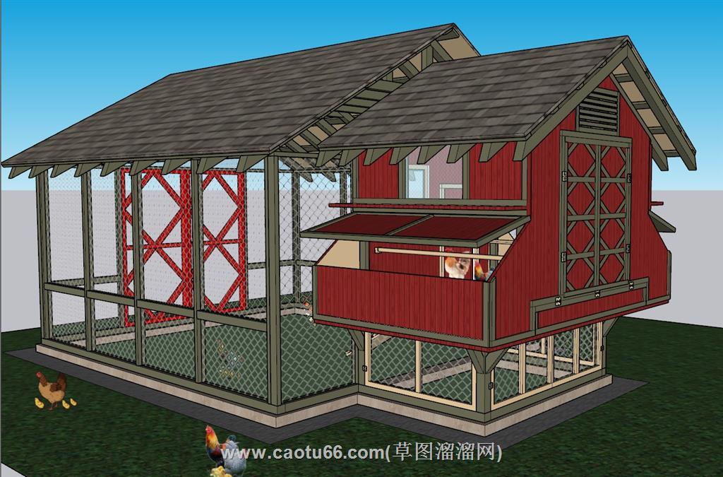 农场鸡笼鸡舍SU模型