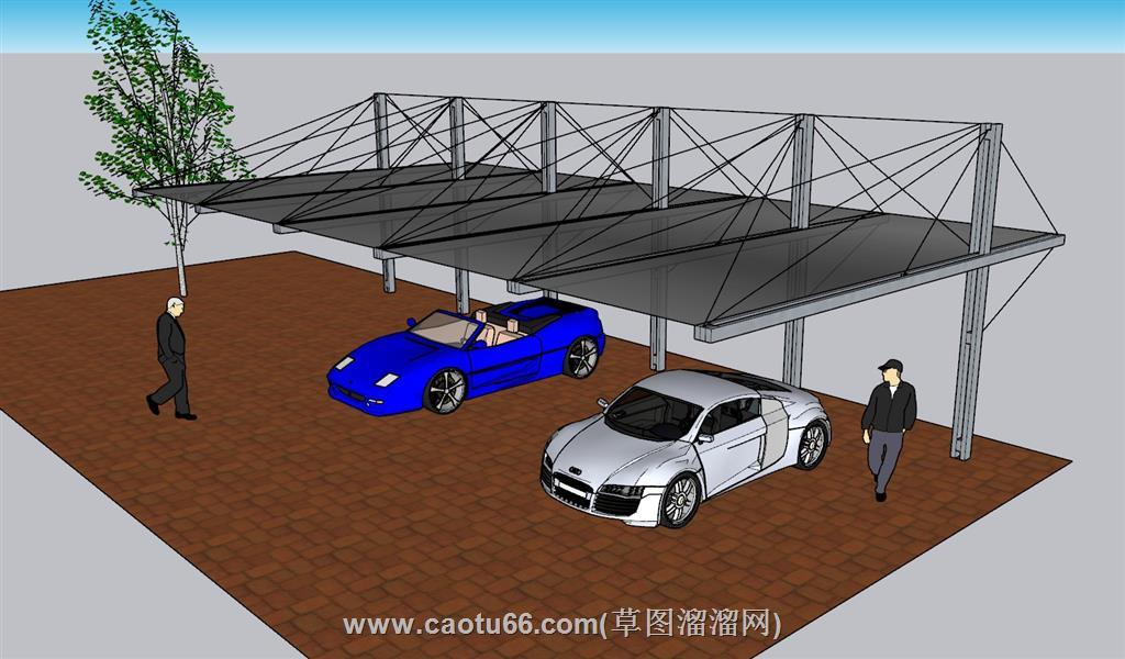 钢架停车棚SU模型