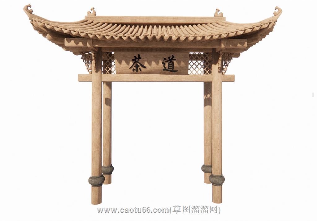 门楼茶道SU模型