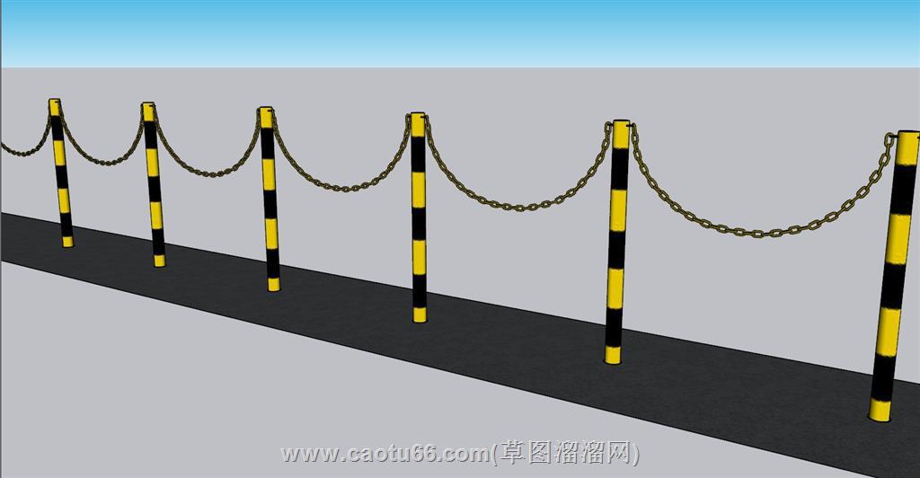 铁链栏杆护栏SU模型