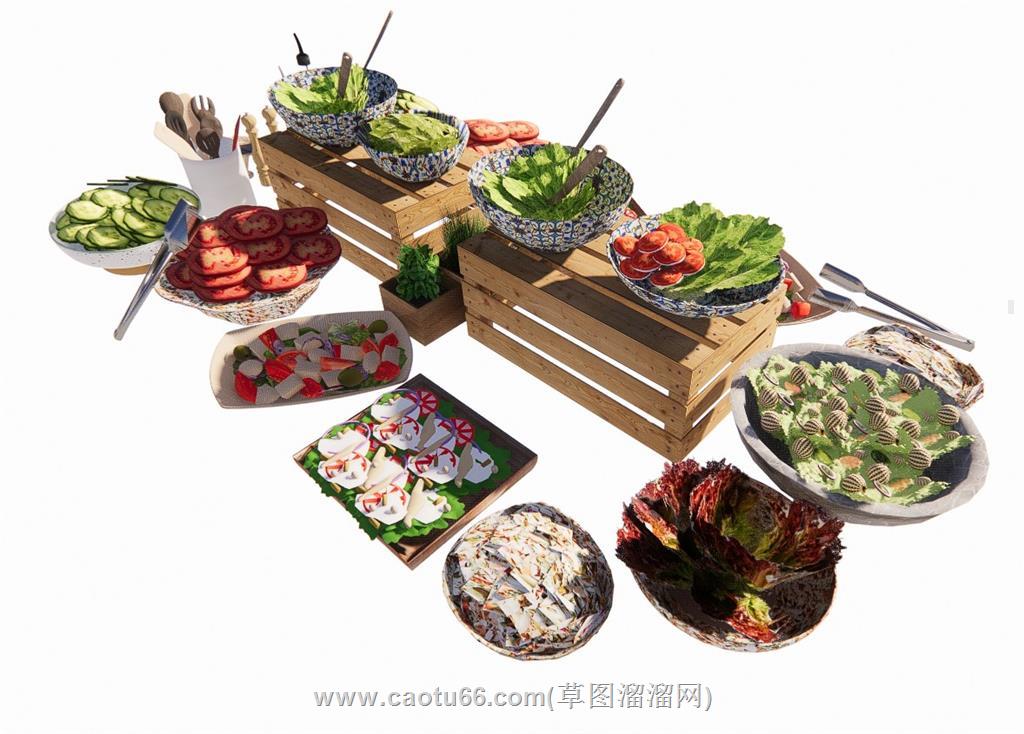 火锅配菜美食SU模型