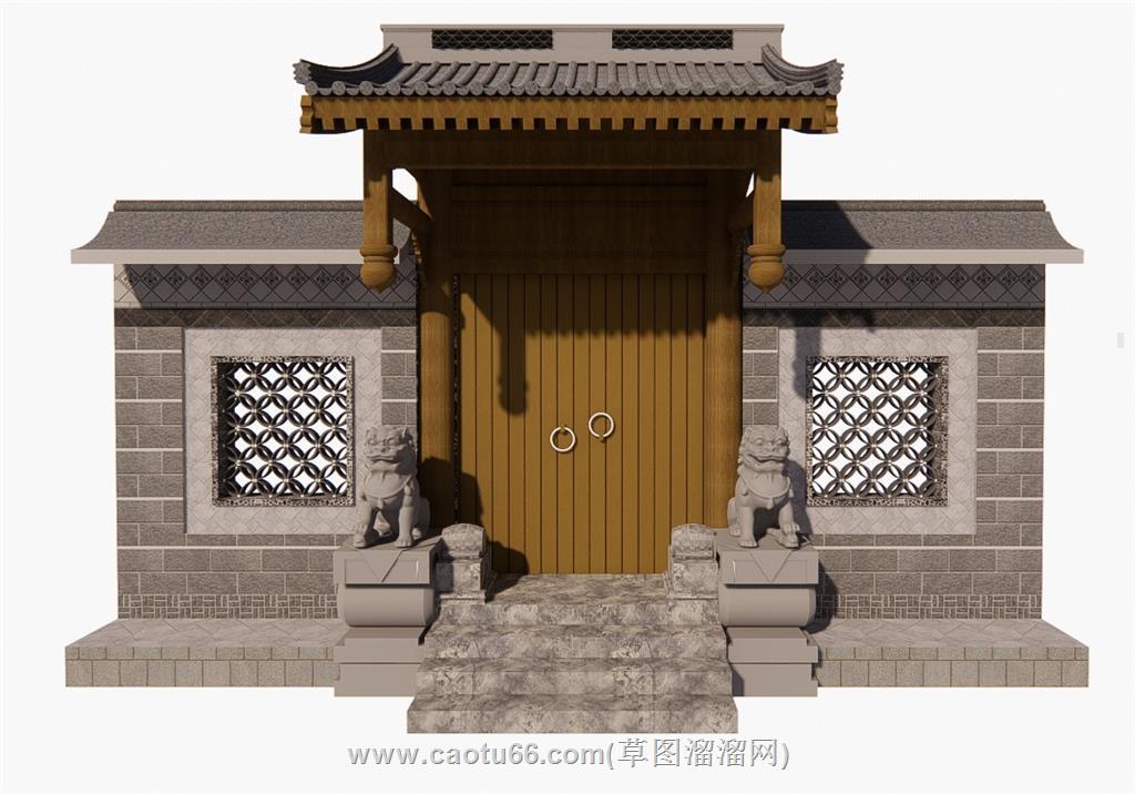 院门入户门庭院门SU模型