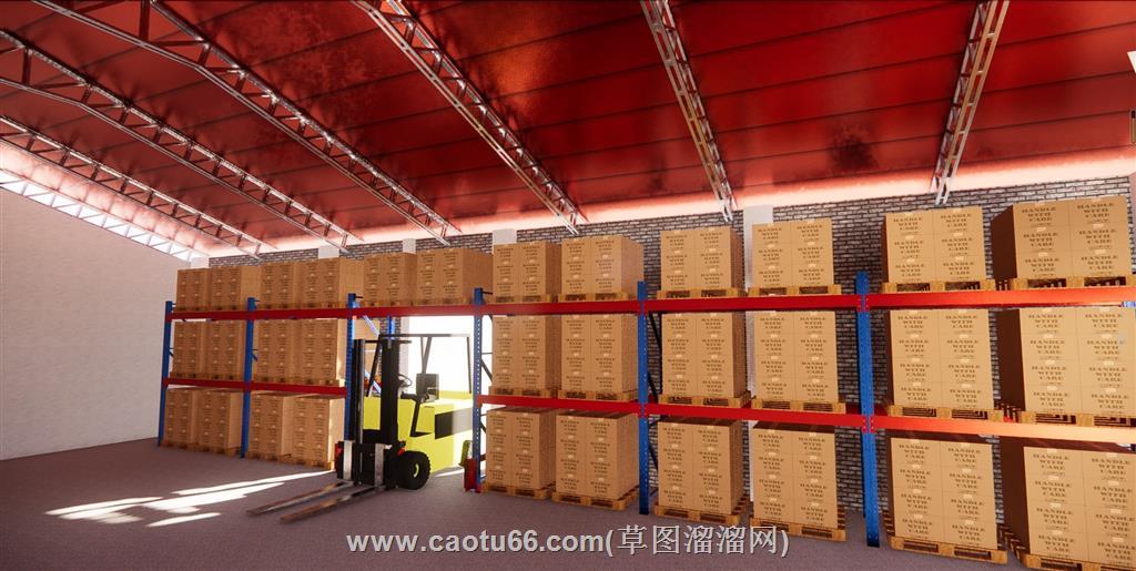 厂房仓库叉车SU模型