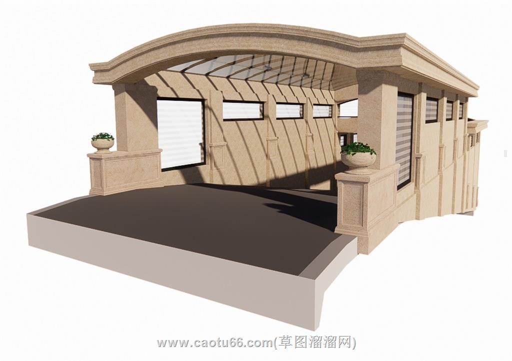 地下车库入口SU模型