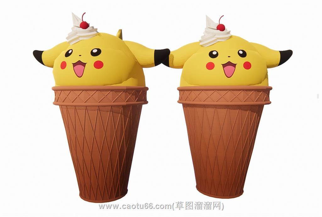 皮卡丘冰激凌冰淇淋SU模型