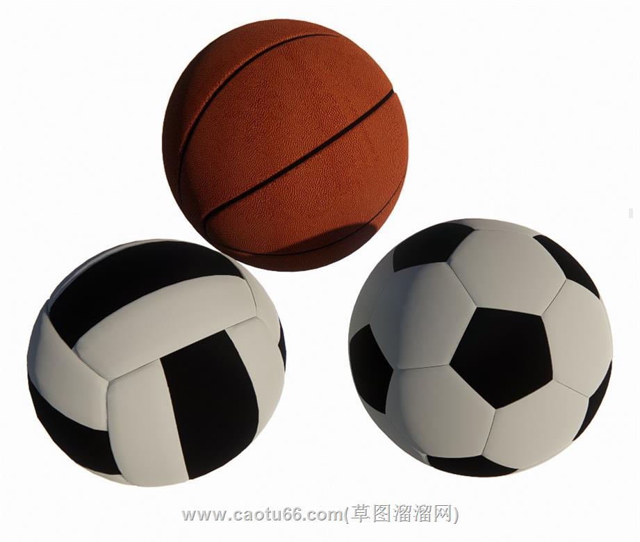 体育用品篮球足球SU模型