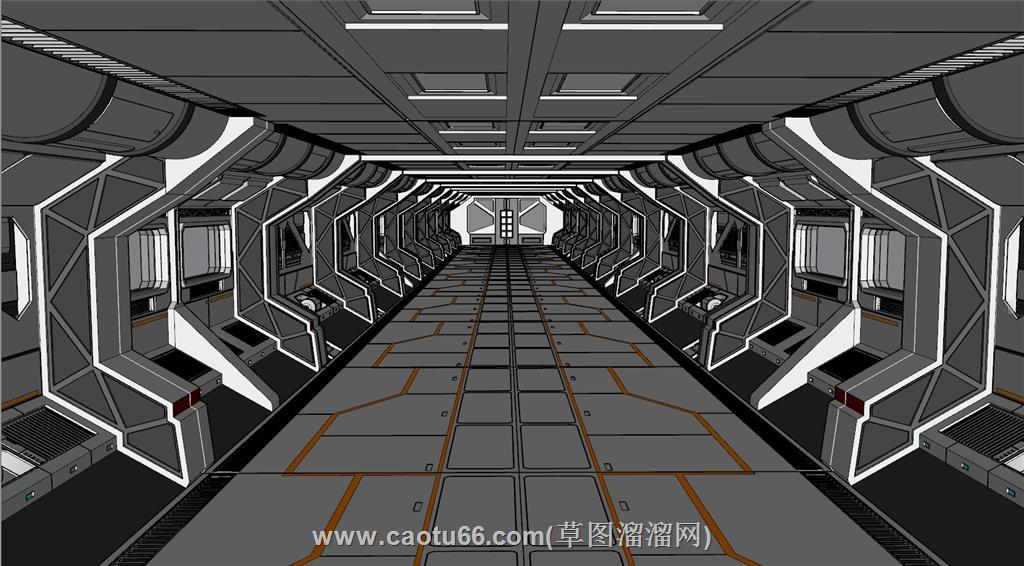 空间站太空舱飞船SU模型