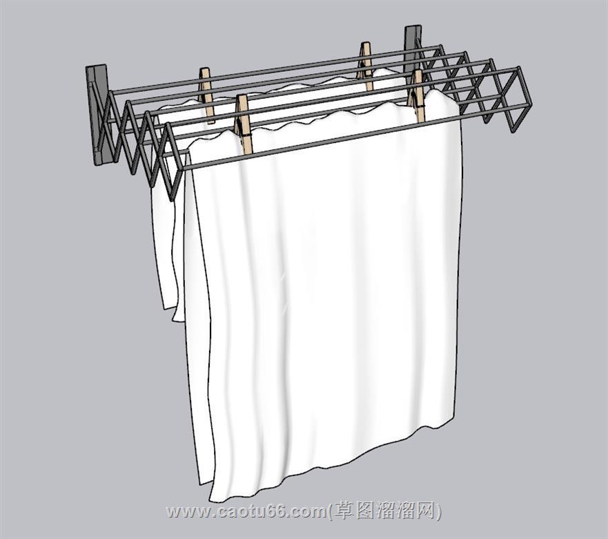 伸缩毛巾架晾衣架SU模型