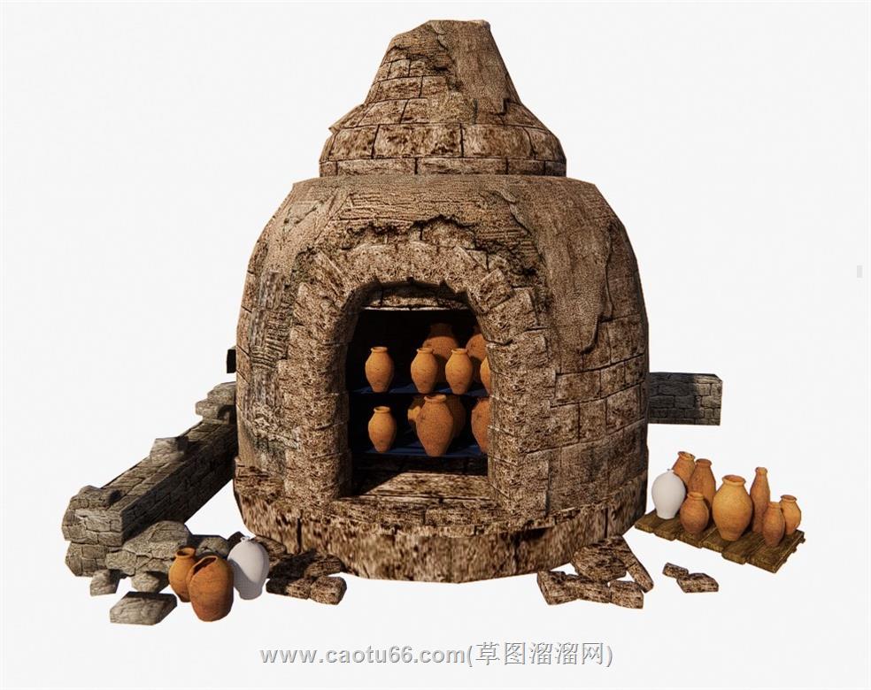 烧窑陶罐SU模型