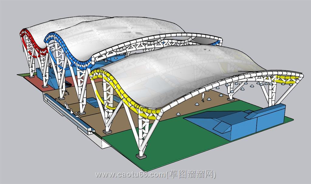 钢架棚滑板场SU模型