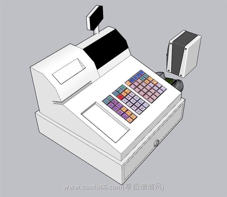 结账收银台打票机SU模型