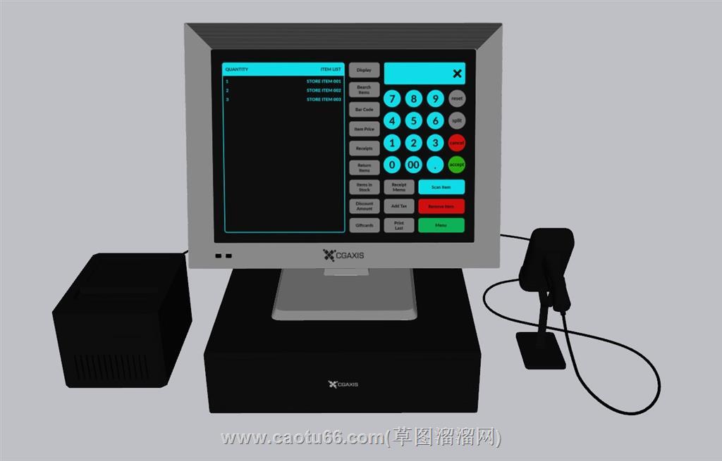 收银机扫码枪SU模型