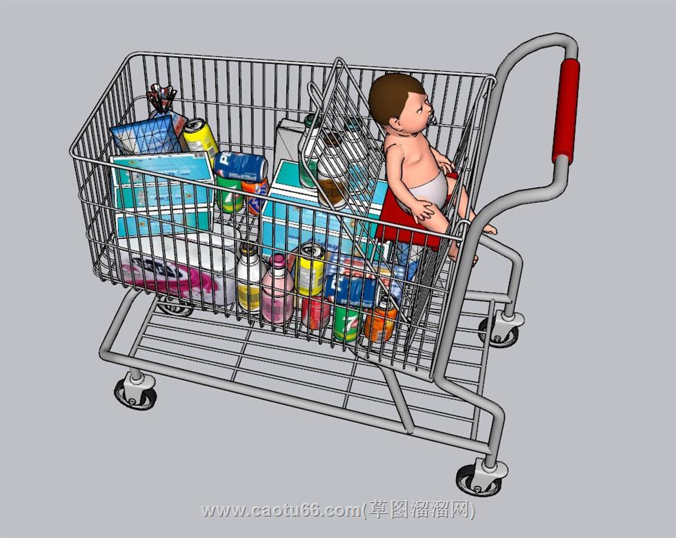 婴儿购物车商品SU模型
