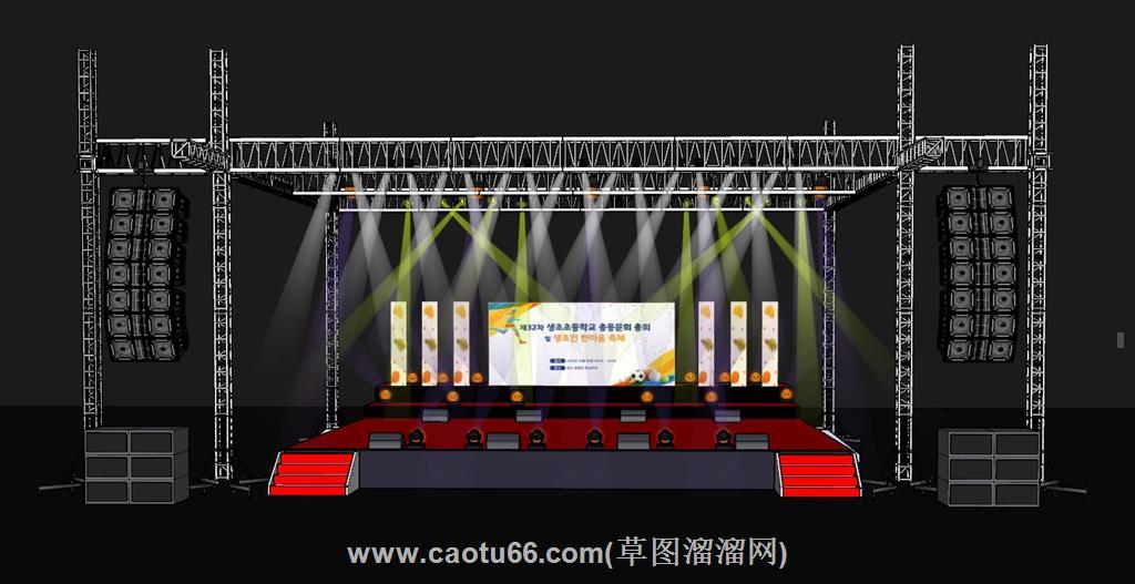 桁架舞台灯光SU模型