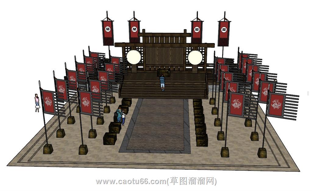 古代汉唐戏台SU模型